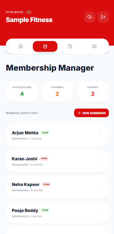 Gym mode dashboard