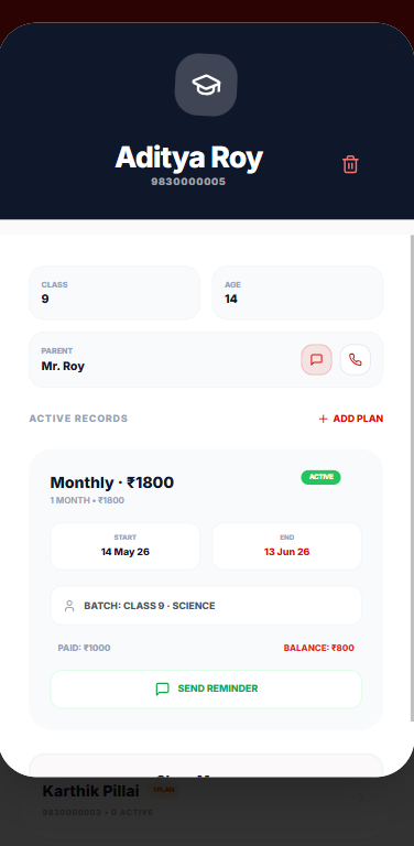 Tuition mode dashboard